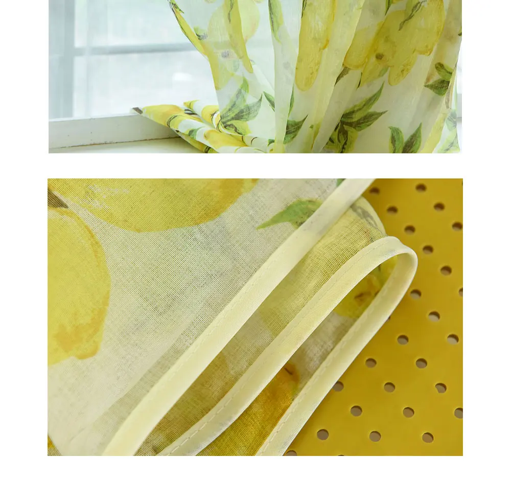 SZ111LOZUJOJU Lemon tree pattern curtains fresh fruit drops for bedroom living room windows simple bright design semi shade fabric (2)