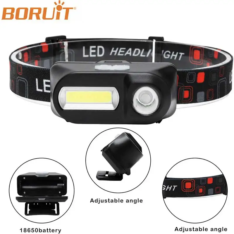 

BORUiT Mini XPE COB LED Headlight Headlamp Flashlight USB Rechargeable 18650 Torch Headlamp Camping Hunting Flashlight