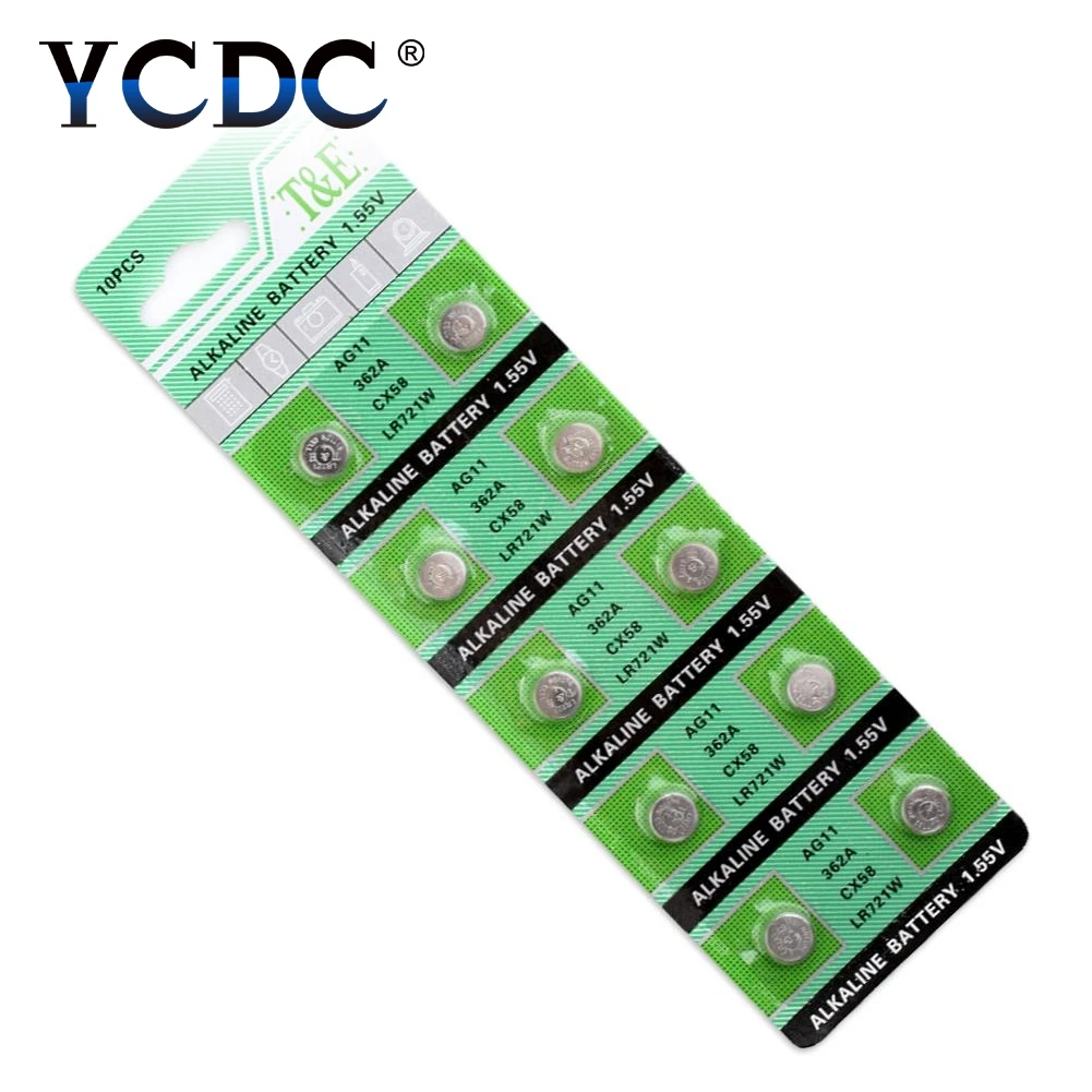 YCDC 10 шт. аккумулятор таблеточного типа AG6 AG12 AG8 AG9 AG10 AG11 1,5 V lr1130 акумуляторная батарея ворс ag6 pour montre