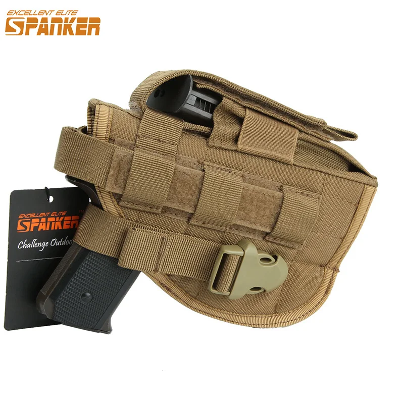 

EXCELLENT ELITE SPANKER Tactical Universal Molle Buckle Pistol Holster Outdoor Hunting Training Camo Military Nylon Gun Holsters