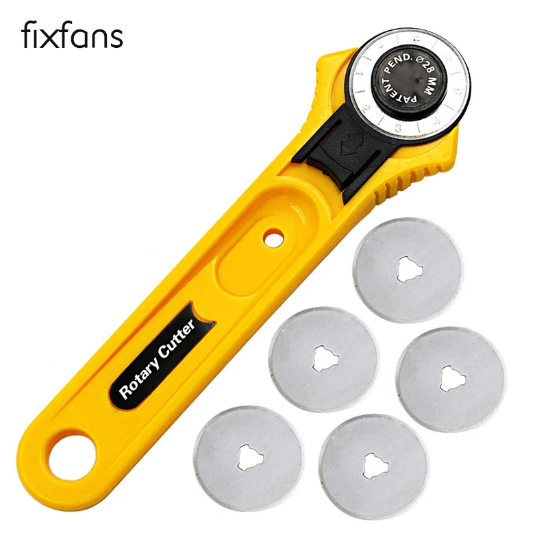 Buy FIXFANS 28mm Rotary Roller Cutter with 5pcs Blades for Cutting Fabric
