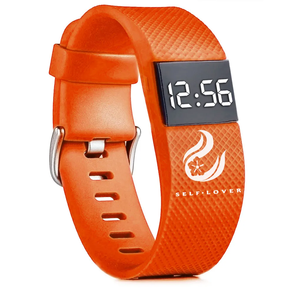 Мужские и женские наручные часы, цифровой светодиодный спортивный силиконовый ремешок, мужские электронные мужские спортивные часы, часы для фитнеса - Цвет: OR
