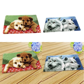 

Latch Hook Rug Kits With Basic Tools DIY Home Ornaments for Home Display Home Decoration DIY carpet - Puppy And Wolf