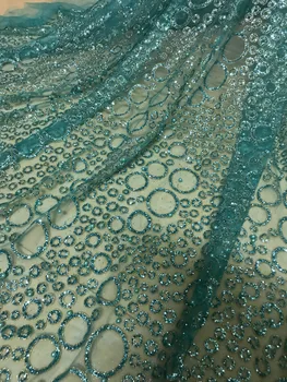 

Top sale JIANXI.C-51102 glued glitter lace fabric African French net tulle Lace Fabric for wedding party dress
