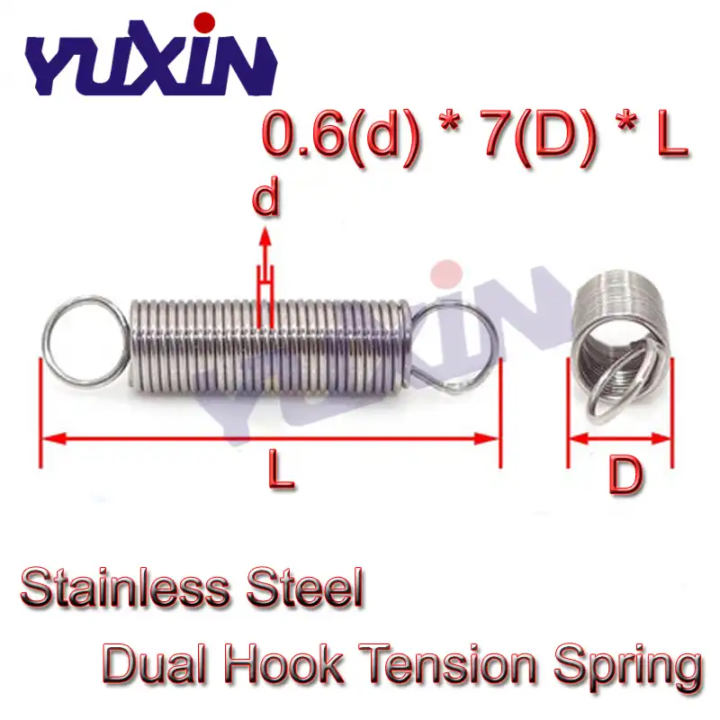 20pcs 0 6 X 7mm 0 6mm Stainless Steel Tension Spring With Dual Hook Extension Springs Outer Diameter 7mm Length 20 60mm Springs Aliexpress