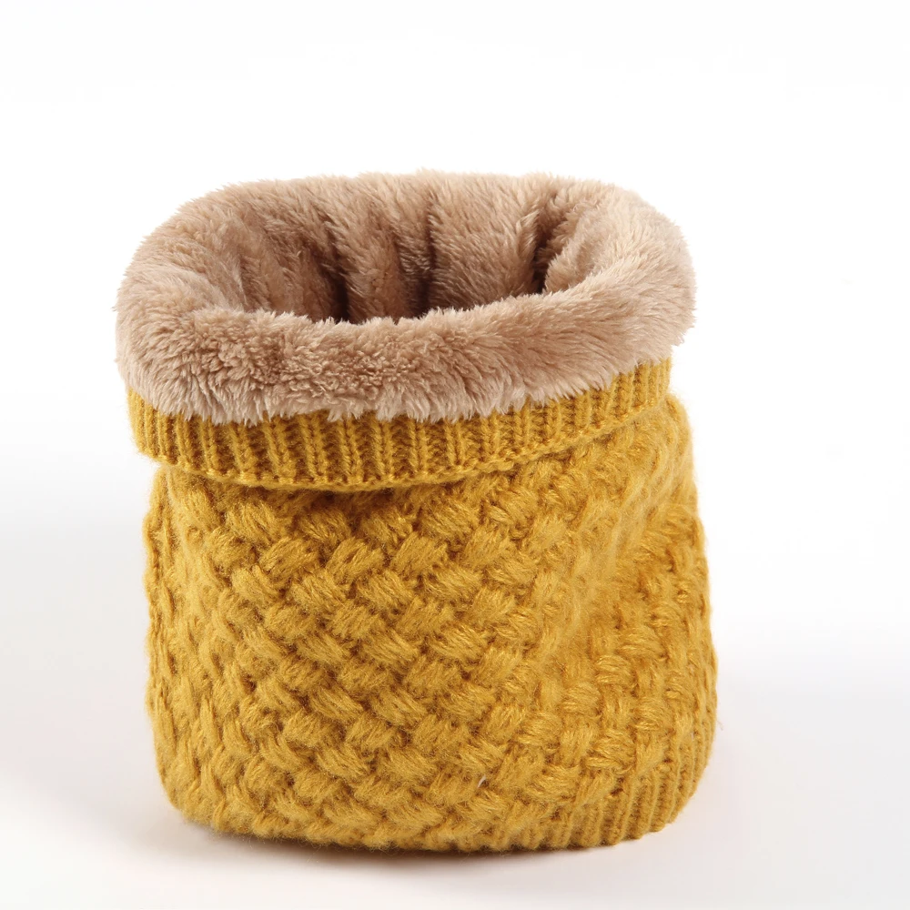 

2019 Fashion Winter Keep Warm Scarf Unisex Winter Knitted Scarves Thicken Wool Collar Crochet Ring Boys Girls Neck Scarf Cotton