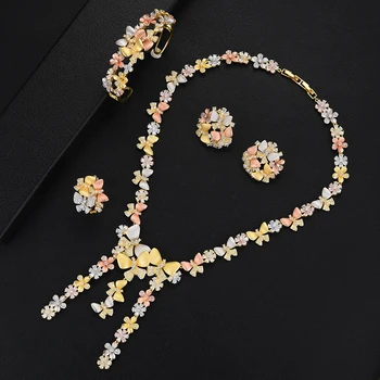 

GODKI Luxury Party Tassels 4PCS Nigerian Jewelry Set For Women Wedding Zircon Indian African Bridal Jewelry Set 2018