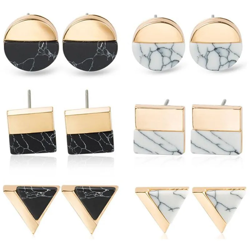 

Marble Pattern Geometry Stud Earrings Fashion Jewelry Earrings Wedding Party Gifts Female Accessories Gift Smooth Earrings
