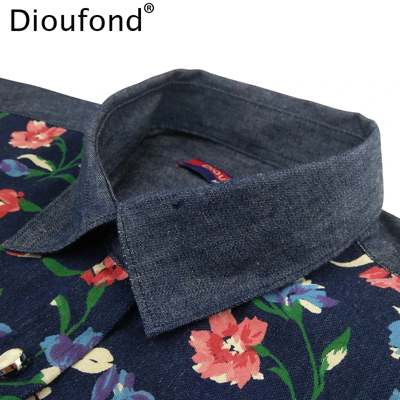 Женская Джинсовая блузка с длинным рукавом и цветочным принтом|blusas plus|blusa topjeans