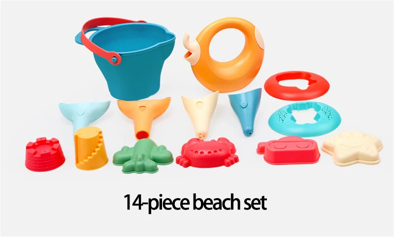 7Pcs Kids Outdoor toys Soft Rubber Beach Game Toys Set Shovels Rake Hourglass Bucket Animals Playset Role Play Toy Summer Hot