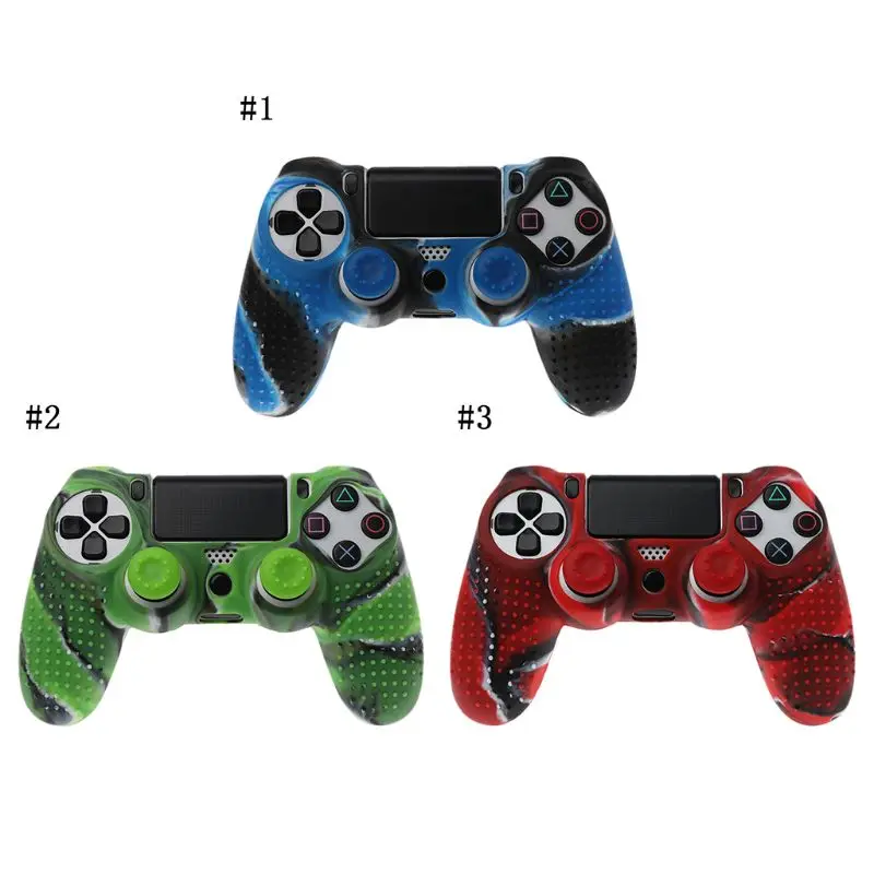 

Anti Slip Silicone Wrap Case Cover With Grip Cap For Playstation PS4 Controller