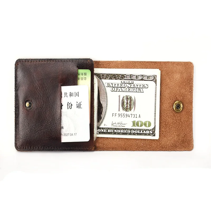 

Handmade Brief Men Wallet Genuine Leathe Retro Minimalist Leather Wallet for Cards New Design Portomonee