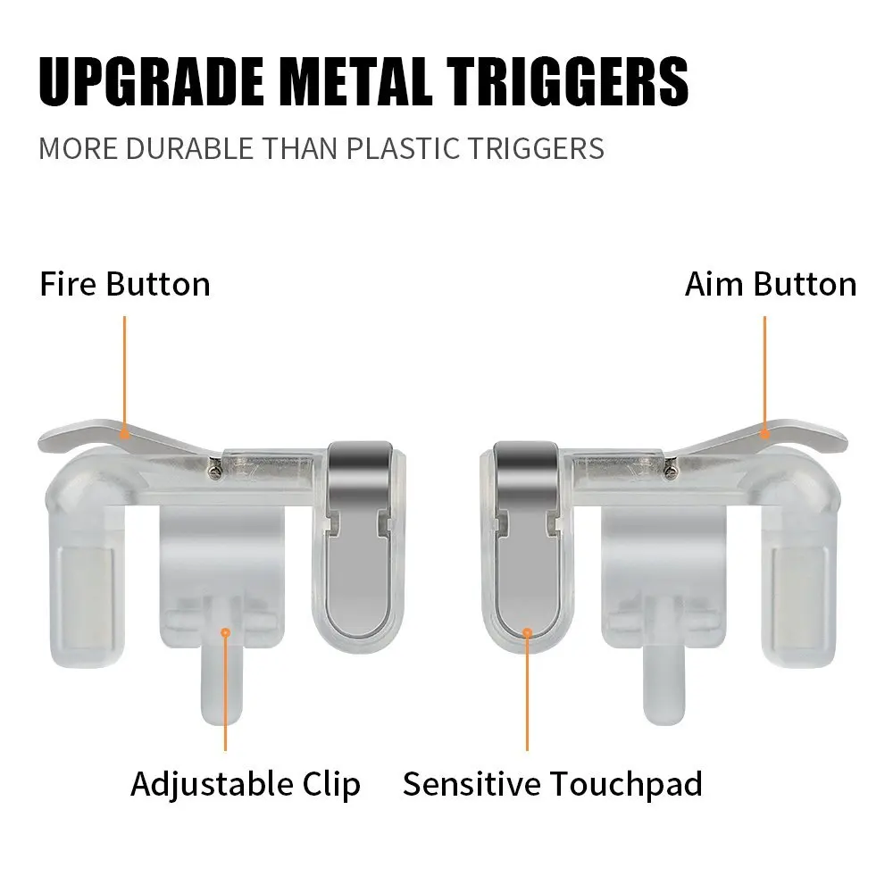 Yoteen Gold Finger Mobile Phone Metal Physical Joystick Fire Button Aim Key Buttons GOLD L1 R1 Trigger Transparent Silver