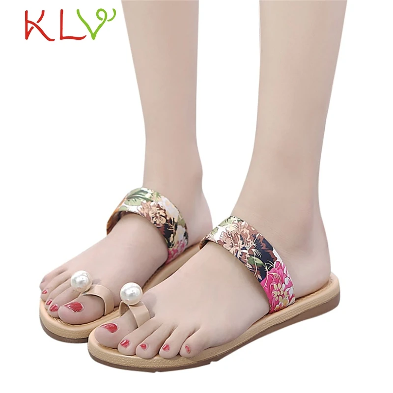 

Summer Slippers Women Pearl Print Flip Flops Non-Slip Beach Home Sandal Outdoor Ladies Casual Flats Shoes Zapatillas Mujer 19F26