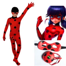 Fantasia Spandex Ladybug Costumes kids Adult cosplay Christmas party bag girls children lady bug Zentai Suit