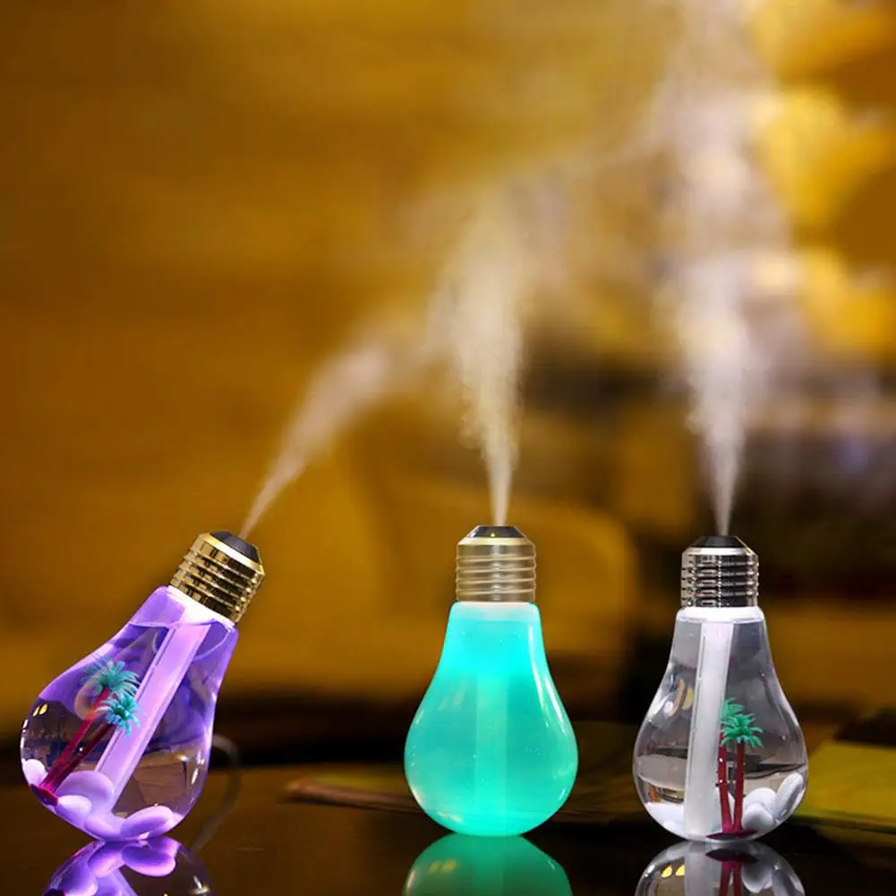 

Adoolla USB Bulb Shape Air Ultrasonic Humidifier LED Night Light Home Essential Oil Diffuser Atomizer Air Freshener Mist Maker