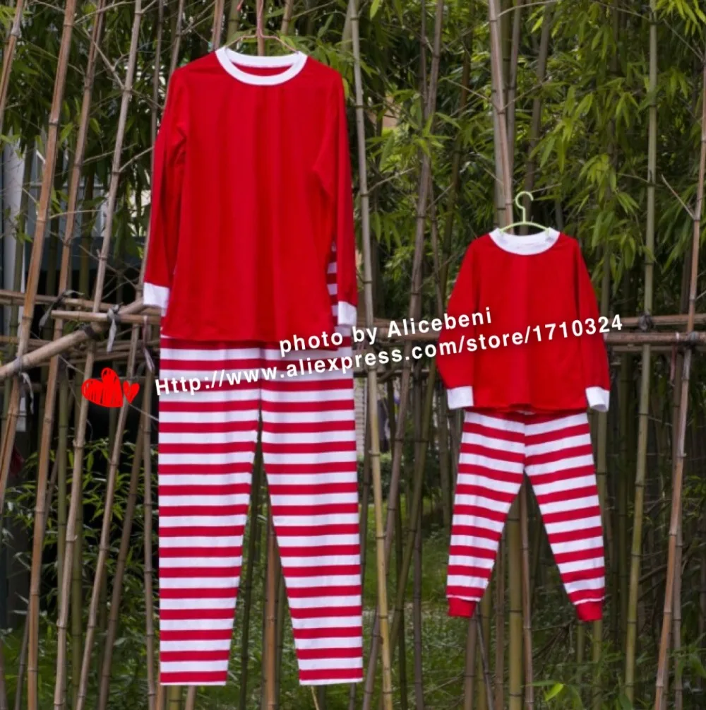 25 наборы мать дочь мама и я зимняя Одежда устанавливает красный полосатый хлопок дети Веселые Рождественские пижамы