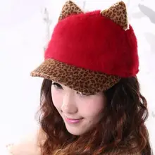Новинка, Корейская супер милая Кепка для девочек, модная осенняя и зимняя шапка с кроличьим мехом Orecchiette