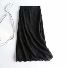 Осенняя Женская трикотажная кружевная юбка с высокой талией винтажная Женская длинная юбка Saias Женская кружевная юбка двухсторонняя одежда Jupe Femme Faldas