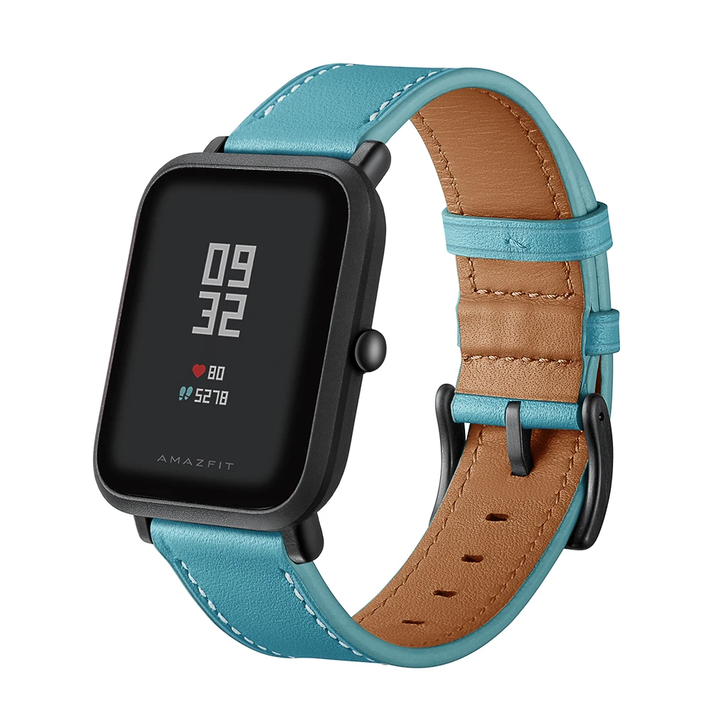 

6 Colors Women Genuine Leather Strap For HUAMI Amazfit Bip Youth Black Buckle Smart Watch Band Fitness Bracelet Strap 20mm