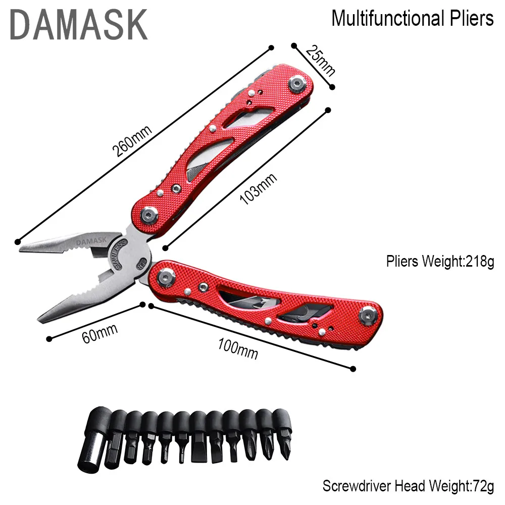 DAMASK Combination Plier EDC Hand Tool Multifunctional Folding Plier High Quality Stainless Steel Pocket Pincers Outdoor Tool DAMASK Combination Plier EDC Hand Tool Multifunctional Folding Plier High Quality Stainless Steel Pocket Pincers Outdoor Tool