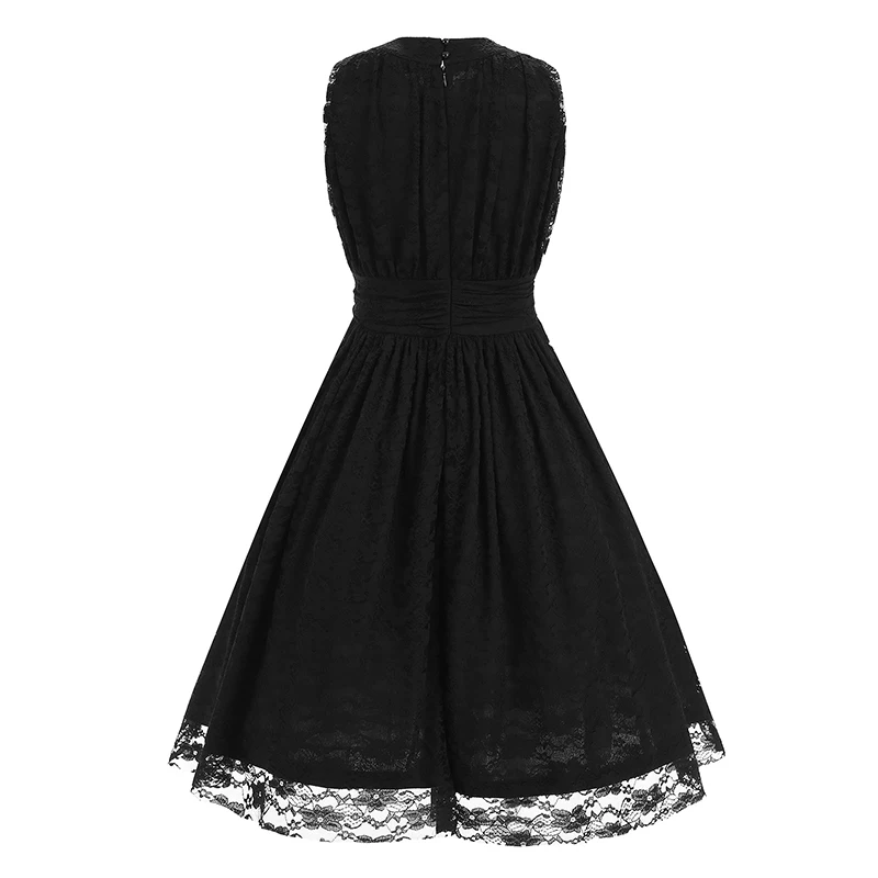 Kostlich Lace Retro Women Summer Dress 2017 O-Neck Sleeveless Big Swing 60s Vintage Dress Elegant Evening Party Dresses Sundress (5)