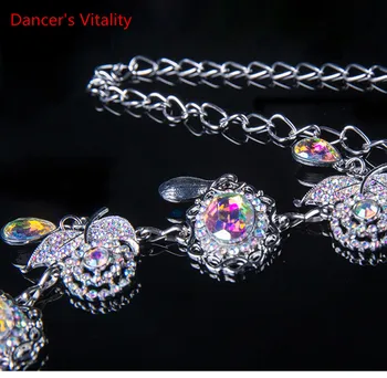 

2018 New performance Style Women Belly Dance Gemstone Accessories Waist Chain Rhinestone Bollywood Dance Dancer