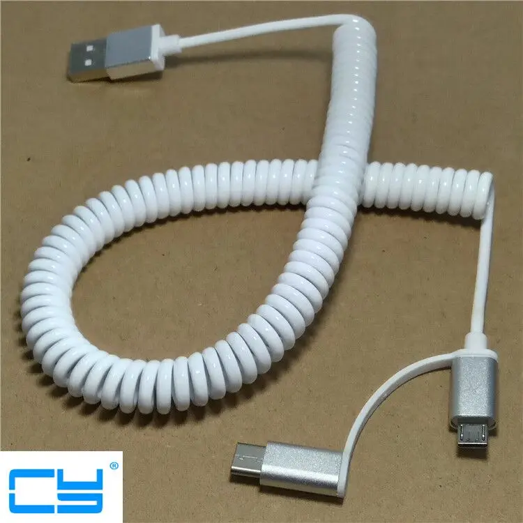 2 in 1 Stretch USBC USB C 3.1 USB Type C Micro USB 2.0 A Male Data Flat