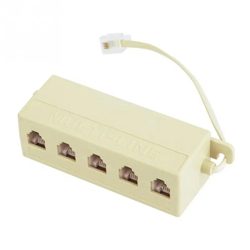 

Phone Adapter RJ11 6P4C Male Plug to 5 Ports 6P4C Female Socket Telephone Line Adapter Splitter Connector Hot