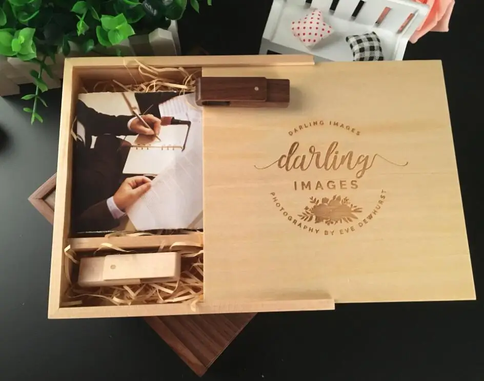 Wooden Swivel Unique Album Box with Straws usb Genuine 3.0