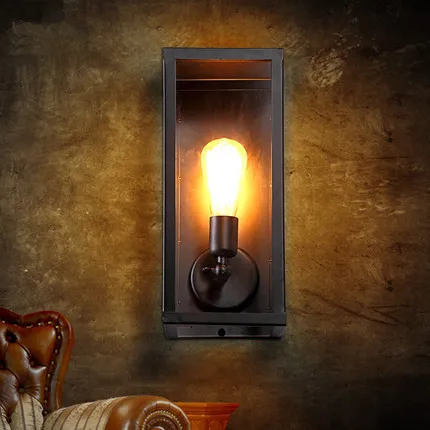 vintage loft filament narrow box wall lamps industrial glass wall