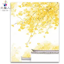 Цифровая картина маслом по номерам растения цветы желтые цветки персика краска по номерам с пакетом для девочек обучения