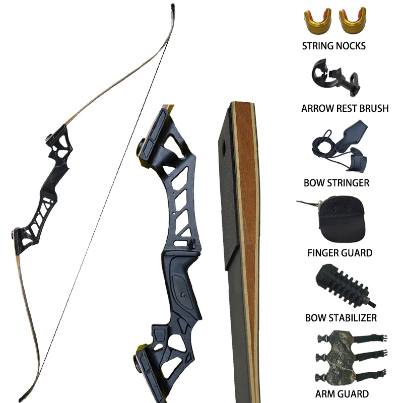 

Recurve Takedown Hunting Bow Set 30-60lbs With Accessories For Outdoor Training Shooting Target Archery Longbow Black Camouflage