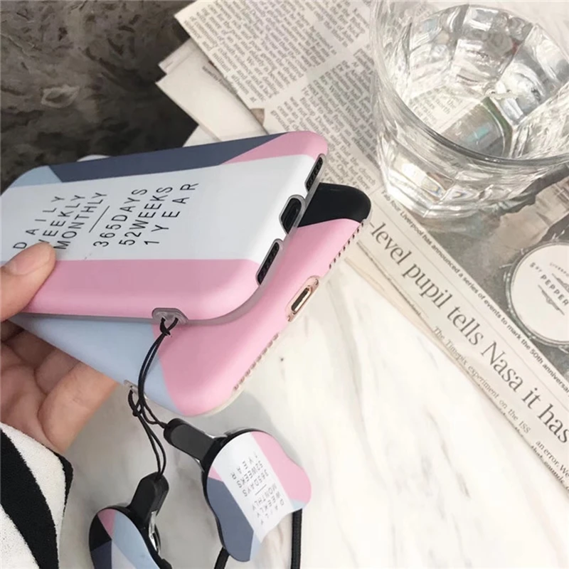 HOCAYU Fancy Geometric Desain Handphone Kasus untuk Iphone 6 6 s 6 ditambah 7 7 ditambah 8 8 ditambah Kasus IMD Lembut TPU Dengan Tali Funda Celular