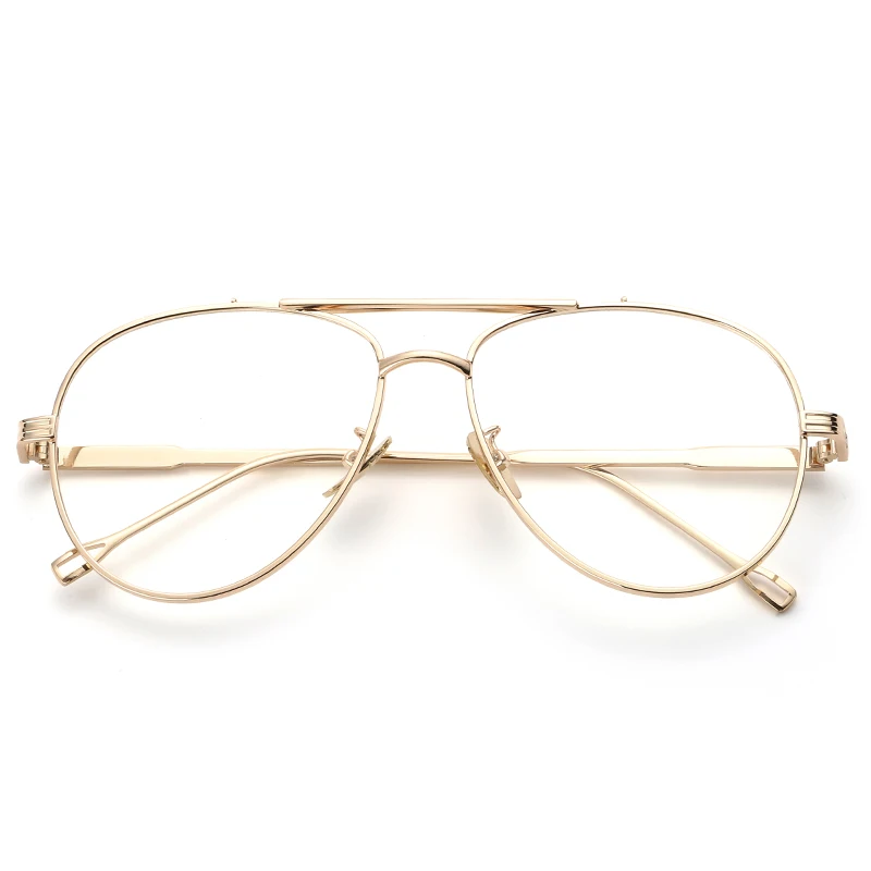 Peekaboo clear lens gold male spectacle frames for men retro flat
