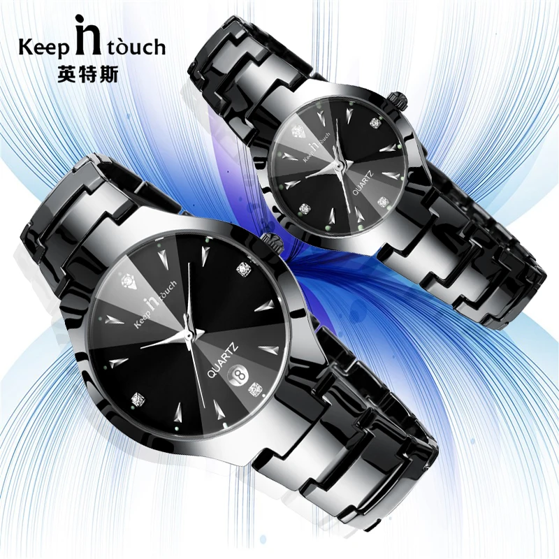 Amante de Luxo à Prova Wirsver para Casais Relógio Dwaterproof Água Noctilucent Quartzo Casal Amantes Relógios Preto Masculino Feminino Horloges