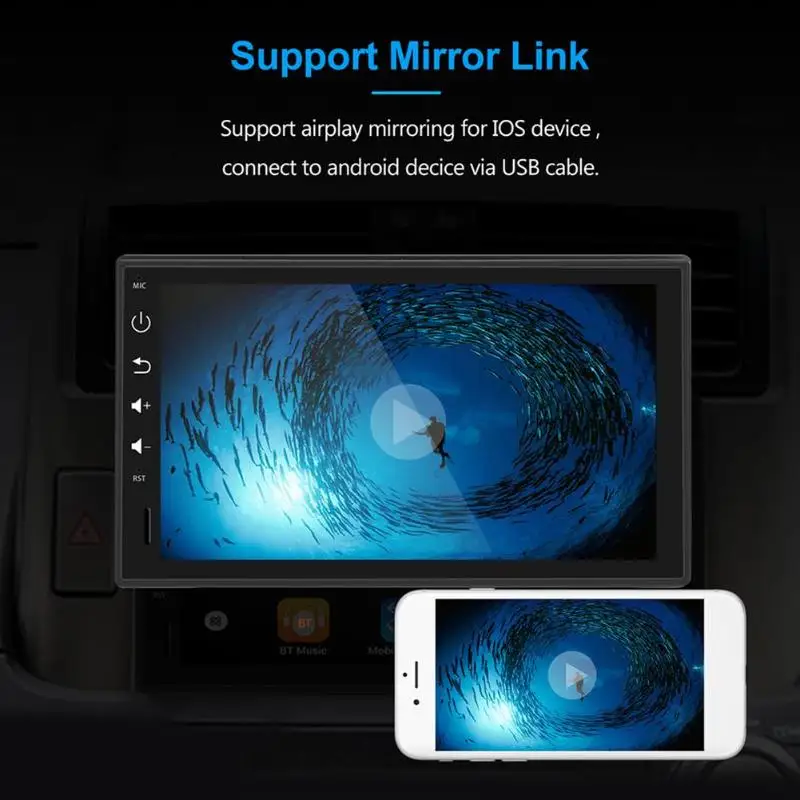 Sale 7inch 1DIN Bluetooth Car Stereo Player GPS Android 8.1 WiFi USB AM FM RDS Radio Receiver Head Unit Car Multimedia Player 2