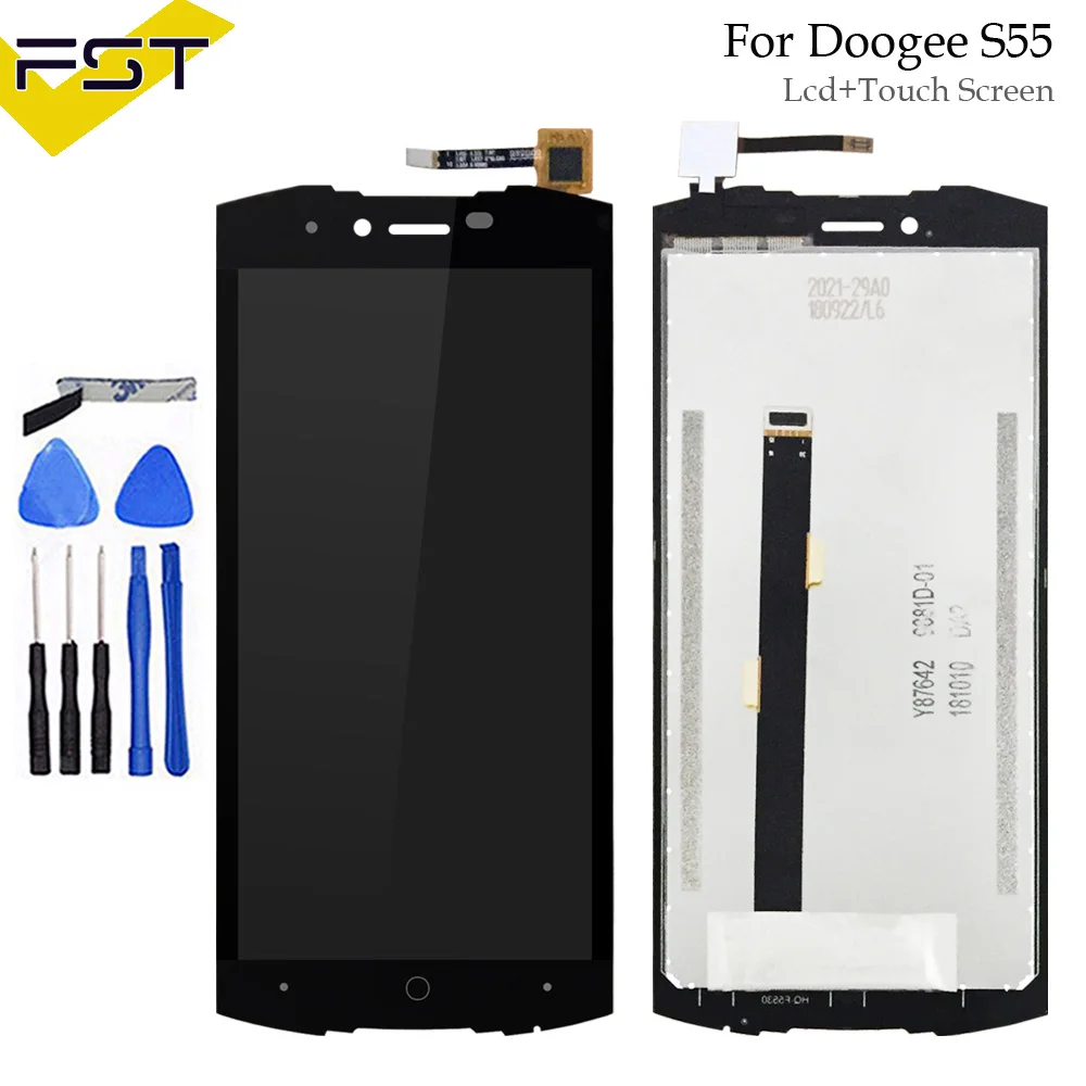 5.5 ''For Doogee S55 شاشة الكريستال السائل + شاشة تعمل باللمس الجمعية إصلاح جزء 5.5 بوصة ملحقات الهاتف ل Doogee S55 الهاتف المحمول جزء