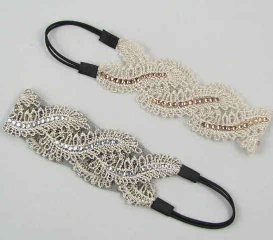 

2018freeshipping wholesale retail fashion star lace waves flower with gems headband popular fashion hair accessories