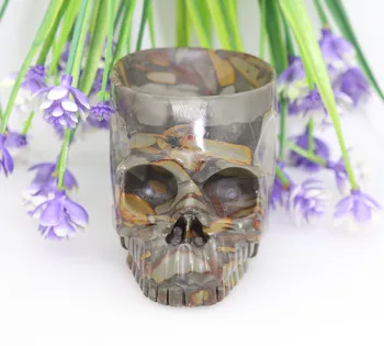 

3.46"WINE GLASS - BAMBOO STONE Handmade Carved Crystal Skull Crystal Realistic Crystal Healing Furnishing Articles Figurine TC88