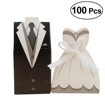

100 Pcs Candy Box Delicate Wedding Full Dress Paper Chocolate Gift Party Favor Wedding Treat Candy Boxes