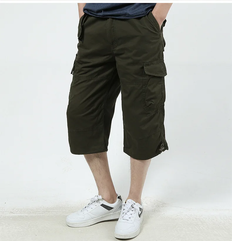 Для мужчин s хлопковые шорты в стиле кэжуал летние мужские армейские брюки-Карго короткие штаны шорты в уличном стиле с карманами 3/4 шорты