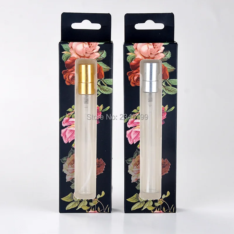 

50pcs/lot 5ML 10ML Empty Perfume Spray Bottle Portable Glass Parfum Refillable Bottle Perfume Sample Atomizer with Packing Box