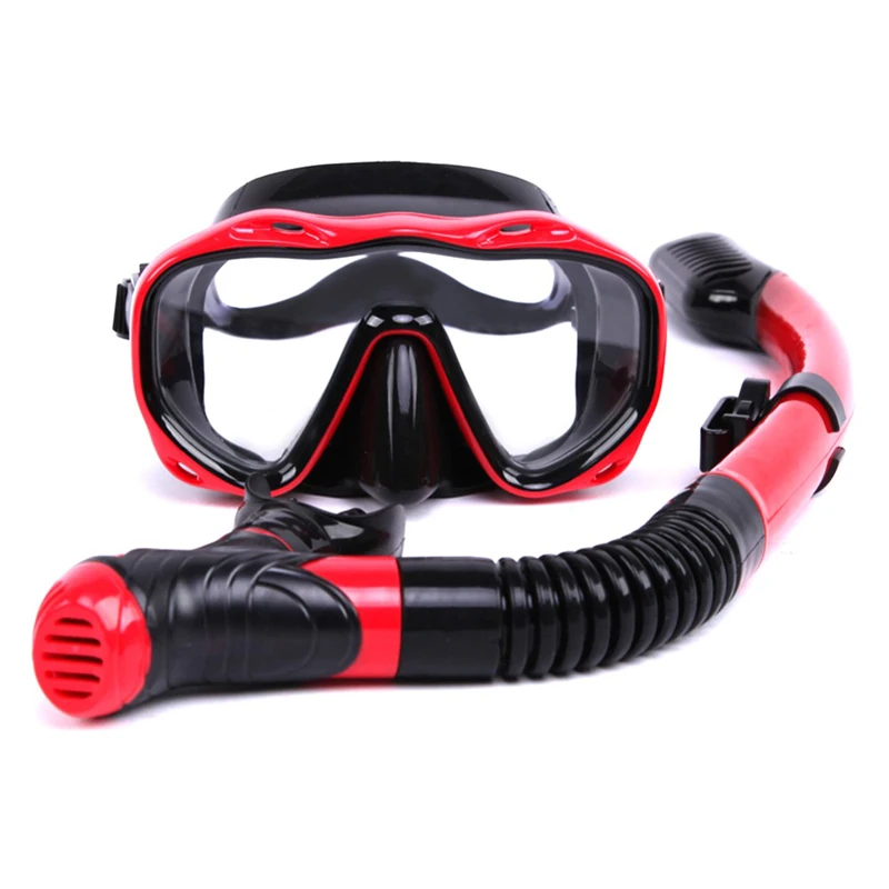 Подводное плавание профессиональная маска для дайвинга дыхательная трубка набор пищевой силиконовый материал водные виды спорта высокое качество водонепроницаемый для взрослых - Цвет: Красный