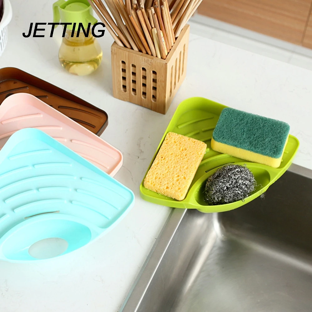 

JETTING Kitchen Sink Corner Storage Rack Sponge Holder Wall Mounted Dishes drip rack Soap Dish Wall Storage Rack Bathroom Shelve