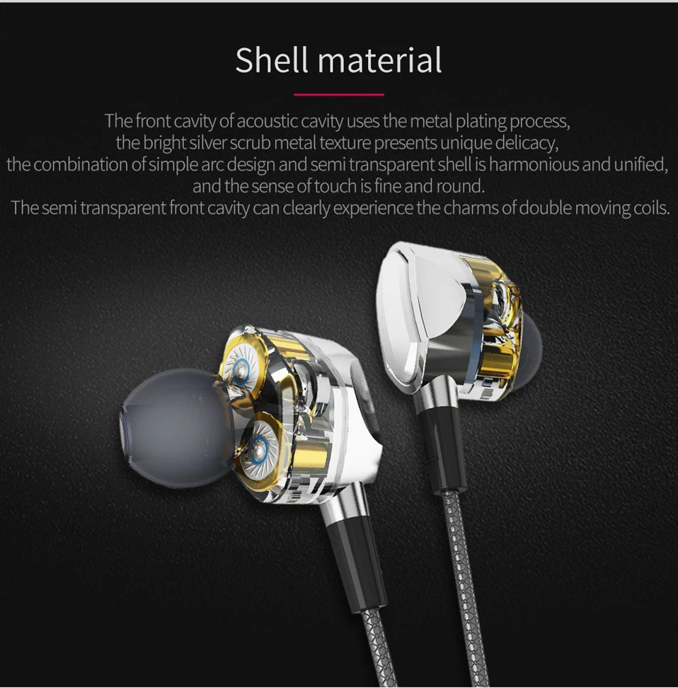 WhaY 3.5mm In ear Earphone Stereo Bass Earbuds with Mic Wired Headset for iPhone 6s xiaomi samsung sony Double Driver earphones (8)