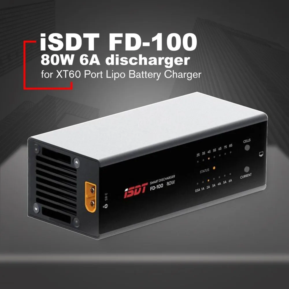 

ISDT FD-100 80W 6A Smart Control Discharger for 2S-8S Lipo Battery for RC Models User Charging XT60 Port Charger