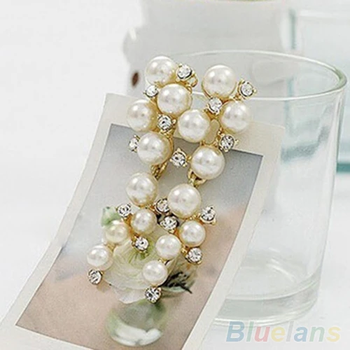 

Chic Elegant Wedding Bride Pearl Clear Crystal Studs Womens Earrings 4PTU