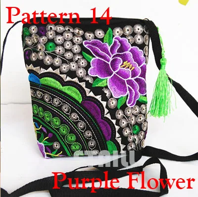 Цветочная Бохо тайская вышитая холщовая сумка-мессенджер Китайская национальная маленькая сумка через плечо известный бренд сумки через плечо - Цвет: Pattern 14 Purple