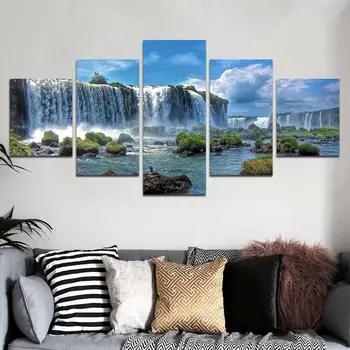 

Breathtaking Waterfulls canvas prints 5 Piece Wall Art Home Decoration Painting Printed on canvas Ready to Hang Drop shipping